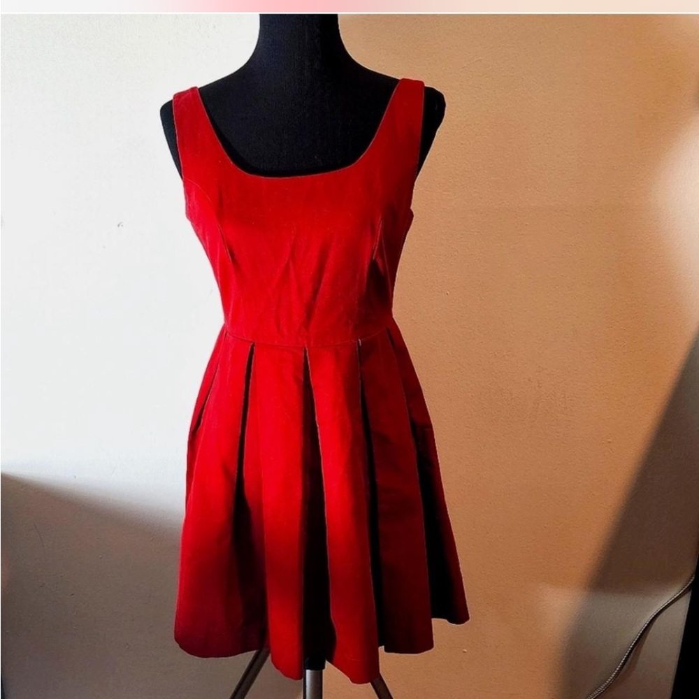 ASO Zooey Deschanel BB Dakota Red Pleated Dress 4